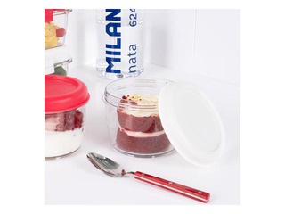 Lõunasöögi kast Milan, Nata, ümmargune, hermeetiline, läbipaistev valge kaanega, 0.5l