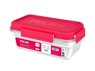 Lunch box Milan Nata, rectangular, transparent, with a pink lid, 1.2l
