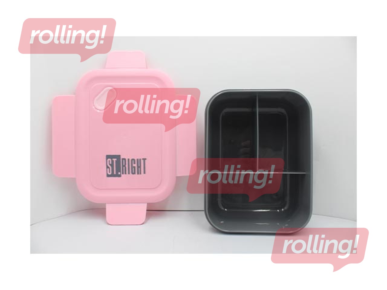 Ланчбокс St. Right, Pink&Grey, прямоугольный, 1.2л