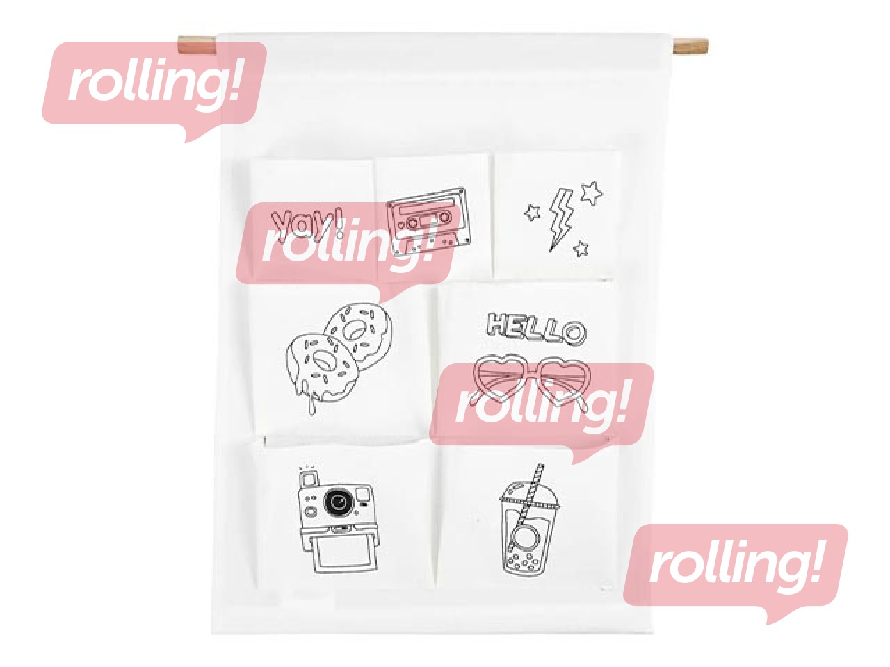 Hanging Organiser, 7 pockets, white