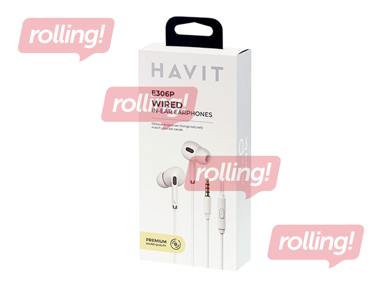 Headphones with microphone HAVIT E306, white