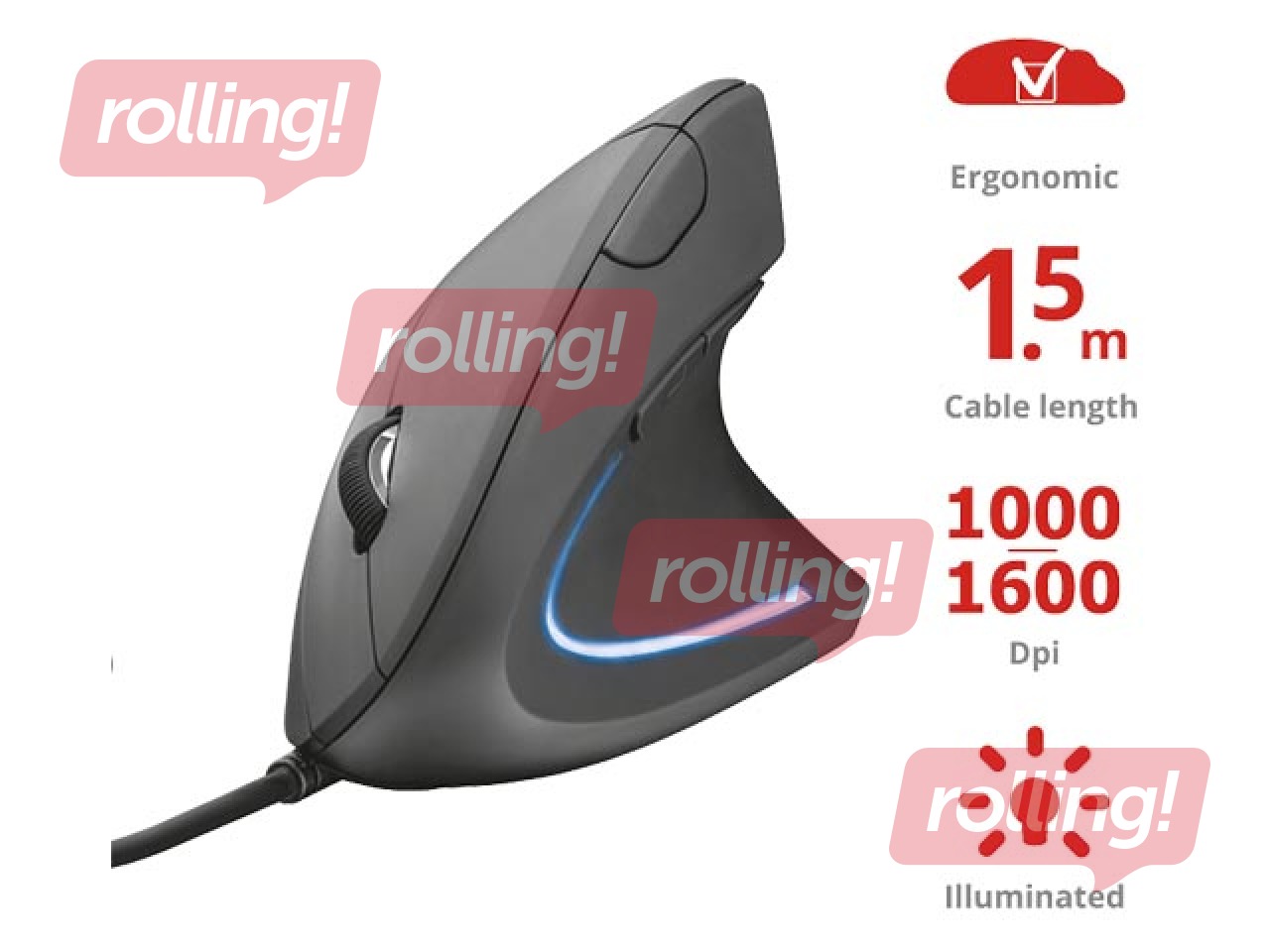 Trust Verto Mouse ergonomic, 6 buttons, USB