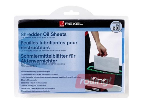 Масляные салфетки для шредера Rexel, формата А5, 20 листов в упаковке