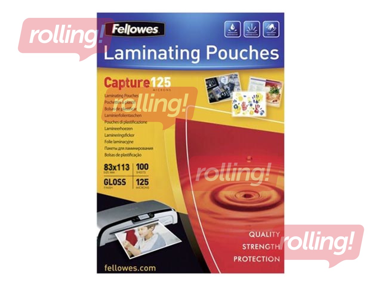 Lamineerimistaskud Fellowes 113 x 83 mm, 125 mic., 100 tk.