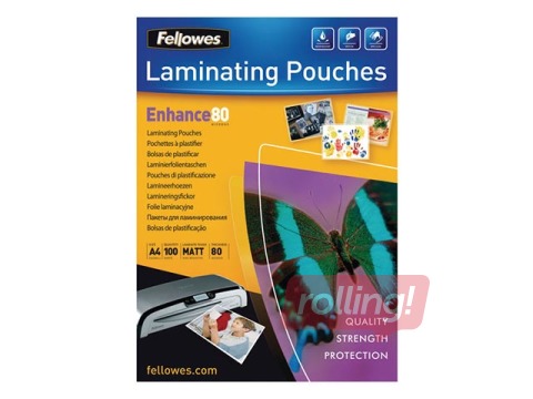 Lamineerimistaskud Fellowes, matt, A4, 80 mic., 100 tk.