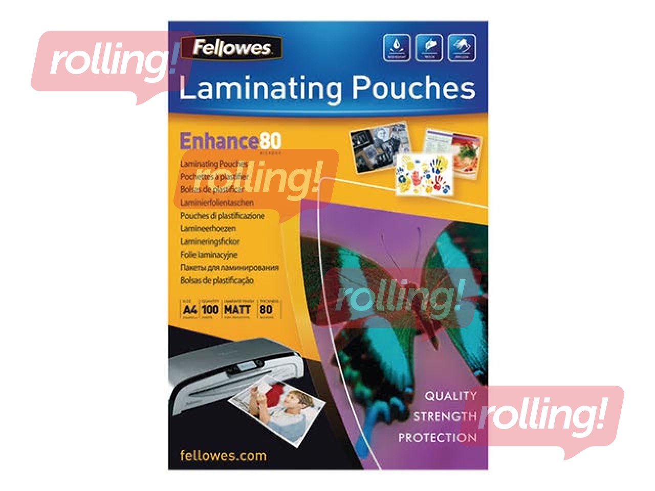 Lamineerimistaskud Fellowes, matt, A4, 80 mic., 100 tk.