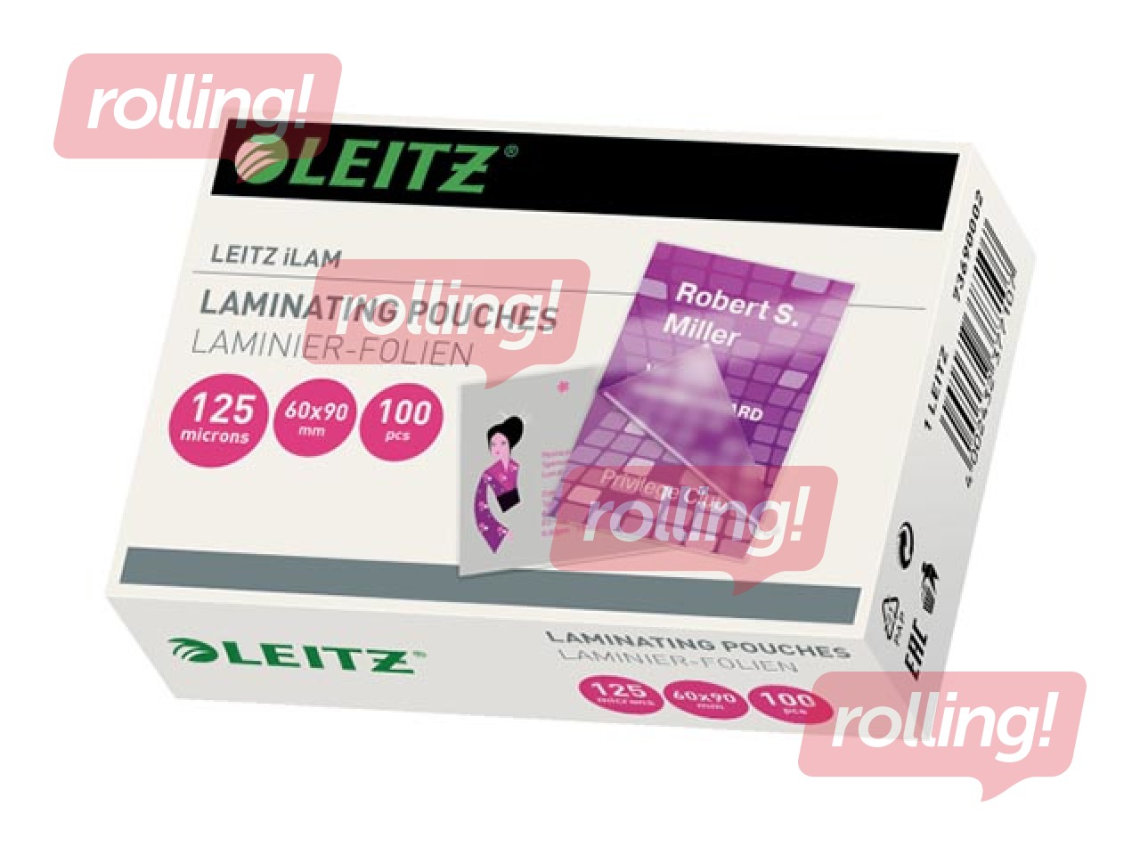 Lamineerimistaskud Leitz, 60 x 90 mm, 125mic., 100 tk.