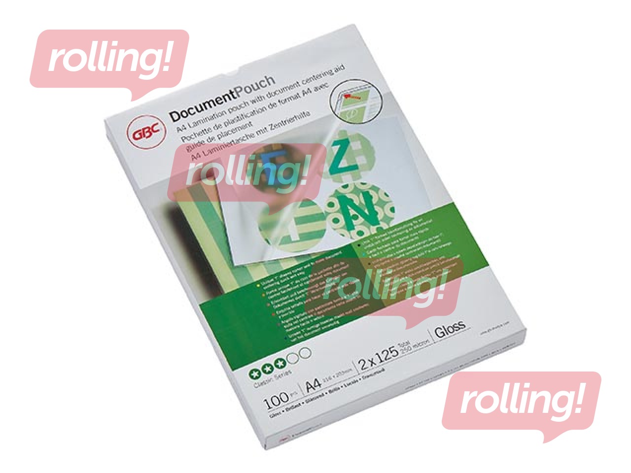 Laminating pouches GBC, A4, 125 mic., glossy, 100 pcs.