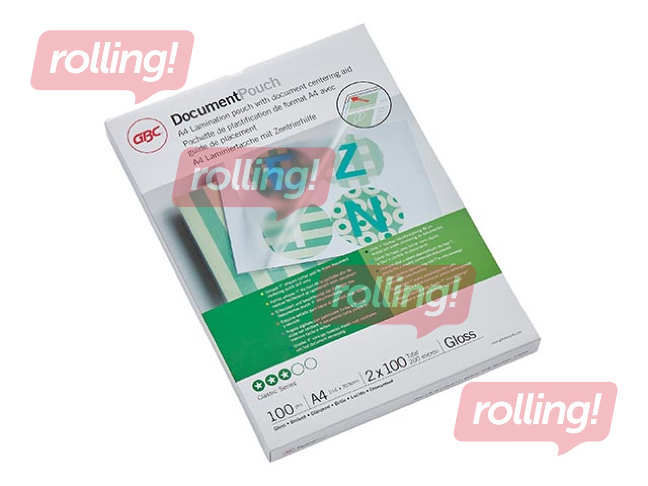 Laminating pouches GBC, A4, 100 mic., glossy, 100 pcs.