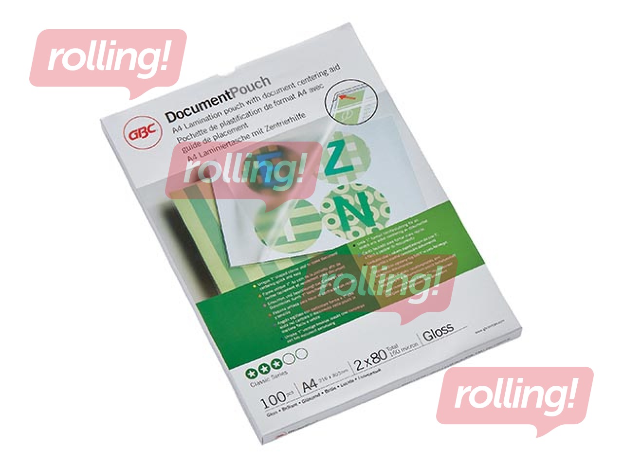 Laminating pouches GBC, A4, 80 mic., glossy, 100 pcs.