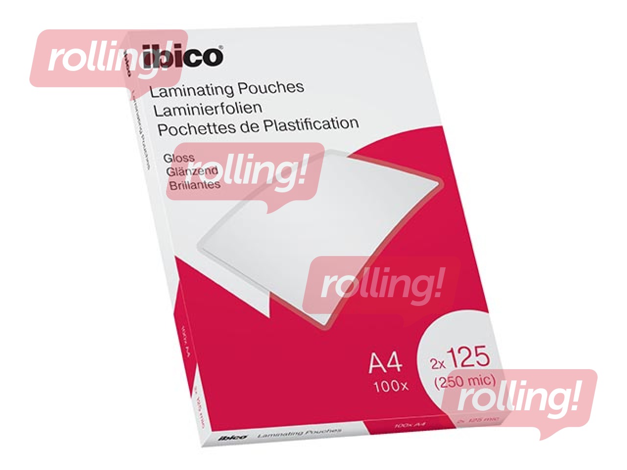 Laminēšanas plēves Ibico, A4, 125 mic., glancētas, 100 gab.