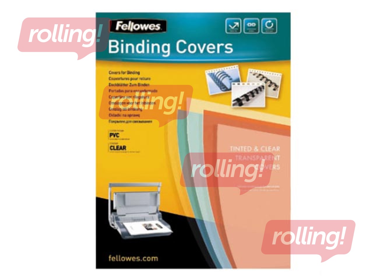 Обложка для переплёта верхняя Fellowes, A4, 280 мик., 100 шт., прозрачная, матовый