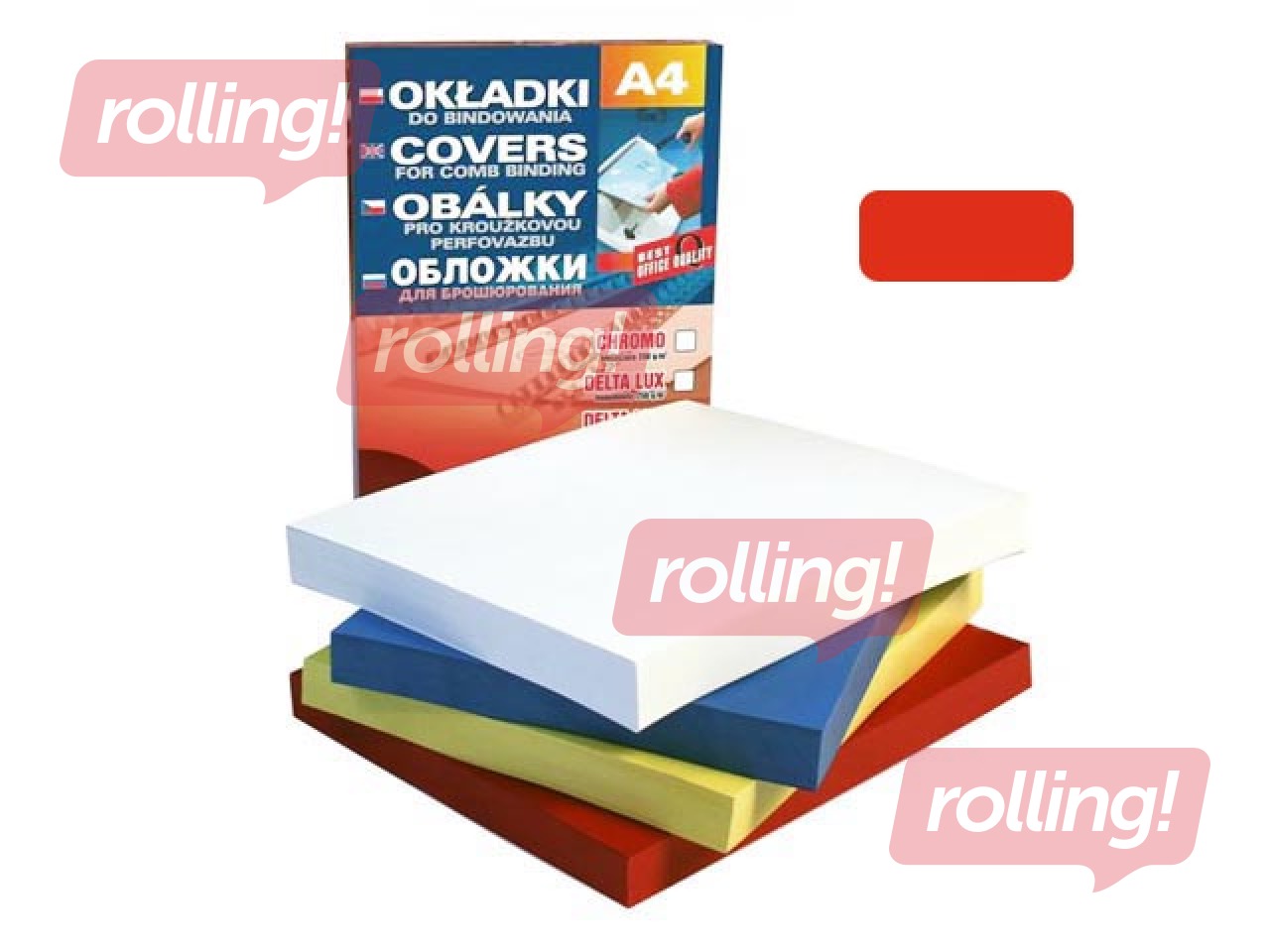 Iesiešanas aizmugures vāks Delta, A4, 250 g/m2, 100 gab., sarkans