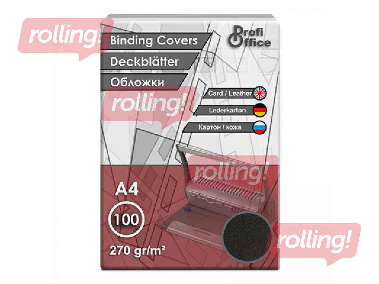 Iesiešanas aizmugures vāks ProfiOffice ar makslīgas ādas fakturu, melns, 270g/m2, A4, 100 gab.