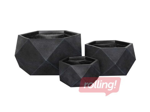 Dekoratiivne lillepott Domoletti, keraamika, must, Ø30x15cm