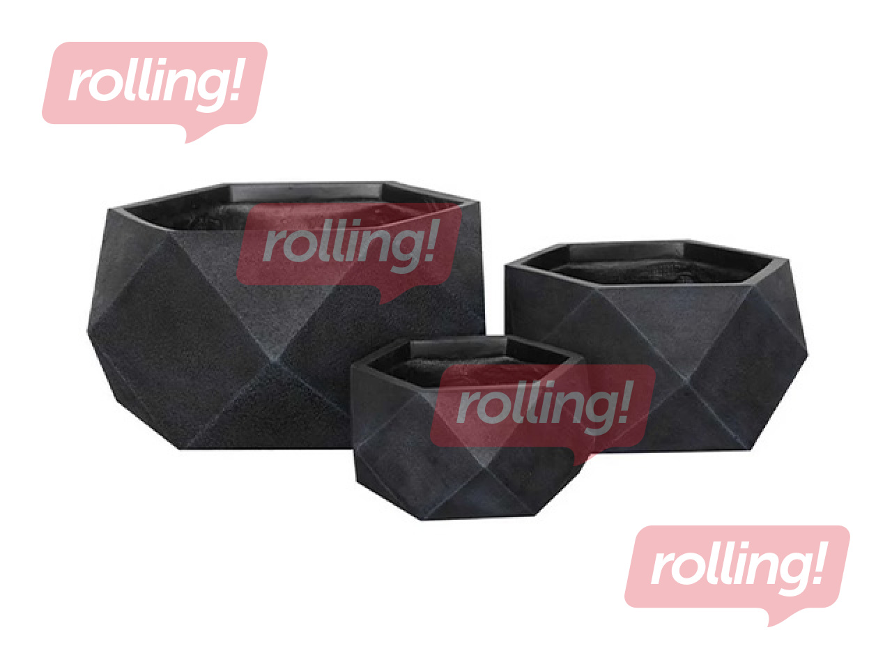 Dekoratiivne lillepott Domoletti, keraamika, must, Ø30x15cm