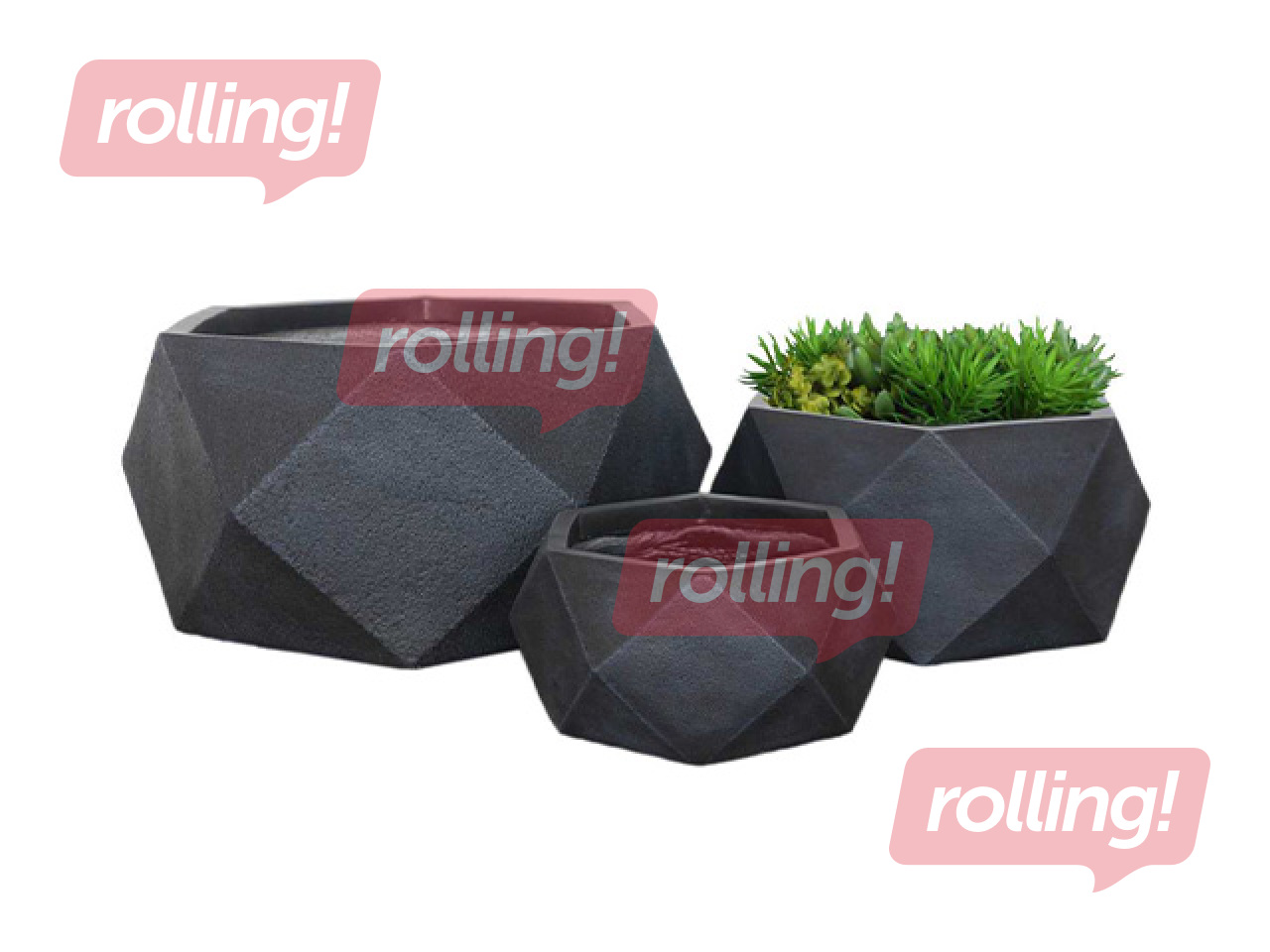 Dekoratiivne lillepott Domoletti, keraamika, must, Ø30x15cm