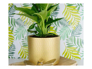 Декоративный цветочный горшок Domoletti, керамика, золотой, Ø19x17.6см