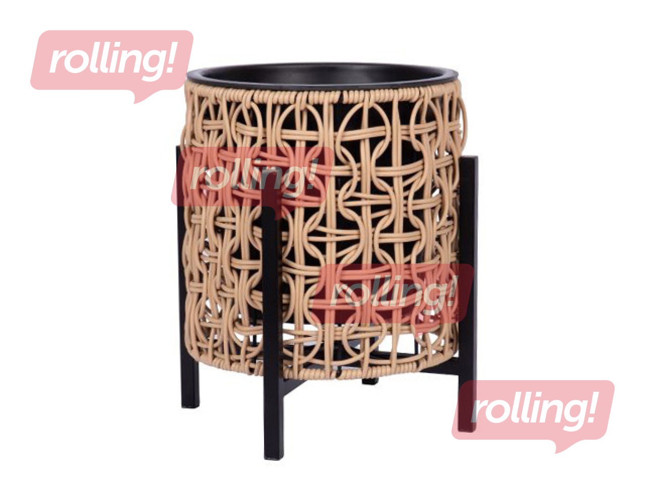 Dekoratiivne lillepott Wicker, alusega, pruun, Ø20x32cm