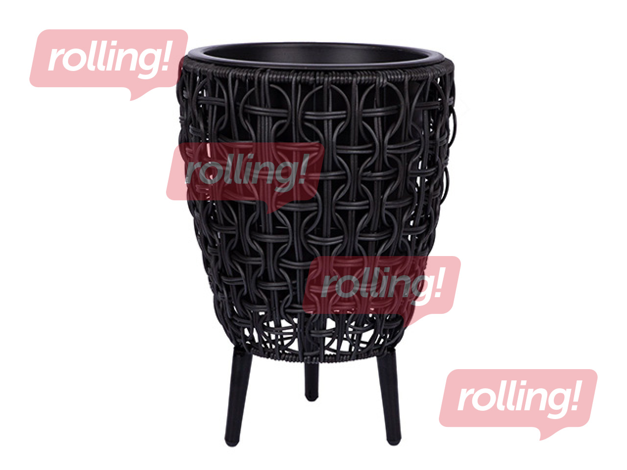 Dekoratiivne lillepott Wicker, must, Ø28x42cm