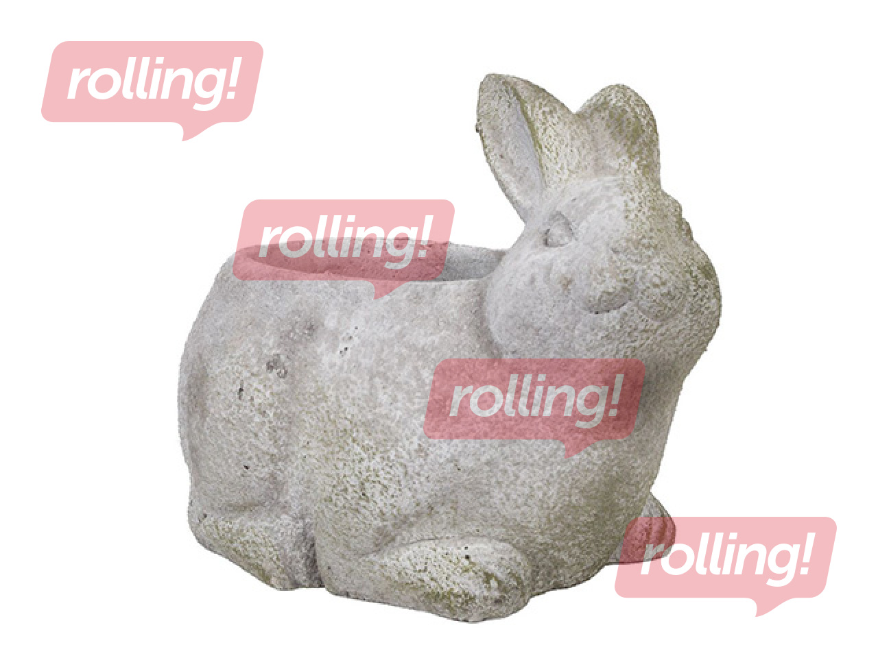 Dekoratiivne lillepott Stone jänes, betoonist, hall, 18×13×14.5cm