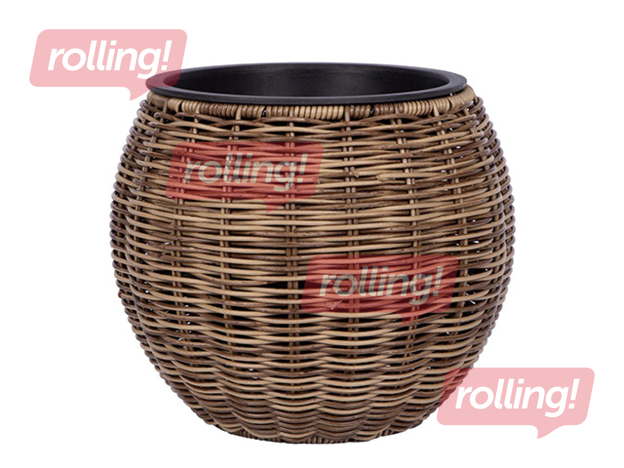 Dekoratiivne lillepott Wicker, pruun, Ø26x22cm