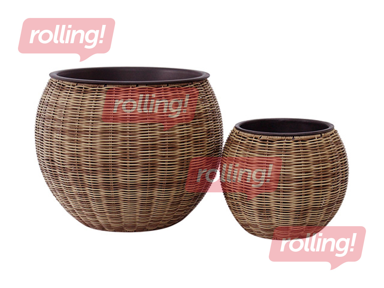 Dekoratiivne lillepott Wicker, pruun, Ø26x22cm