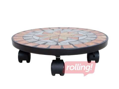 Puķu poda pamatne Mosaic, ar riteņiem, Ø30x7cm
