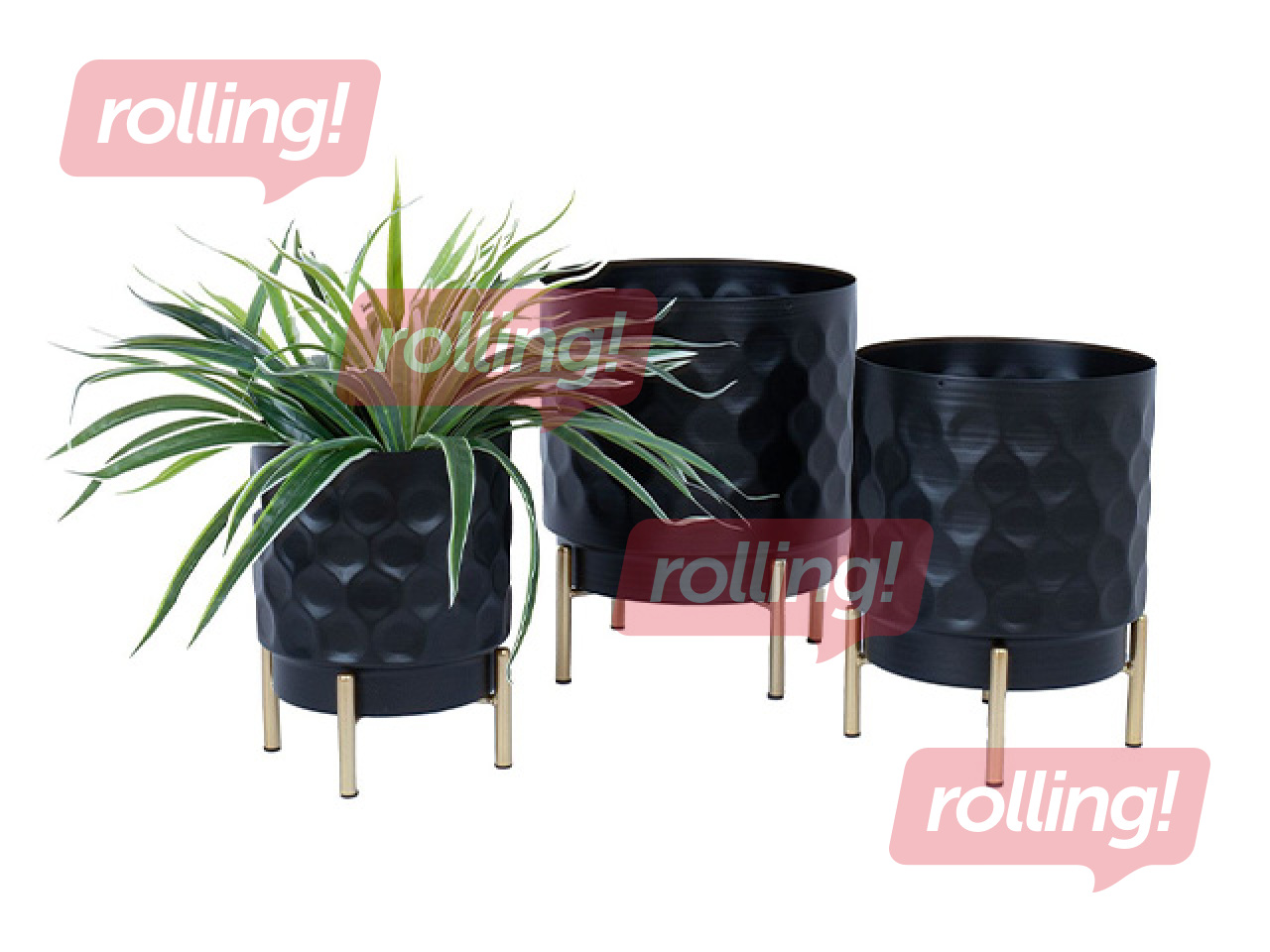 Dekoratīvais puķu pods Deia, melns, Ø18×24cm