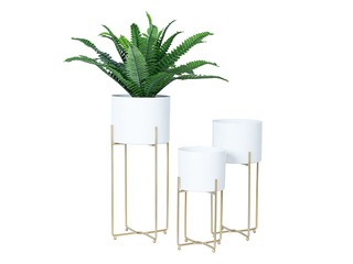 Dekoratiivne lillepott Deia White L, alusega, metallist, valge, 24.5×23.5×57cm