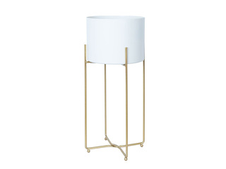 Декоративный цветочный горшок Deia White L, с подставкой, металлический, белый, 24.5×23.5×57см