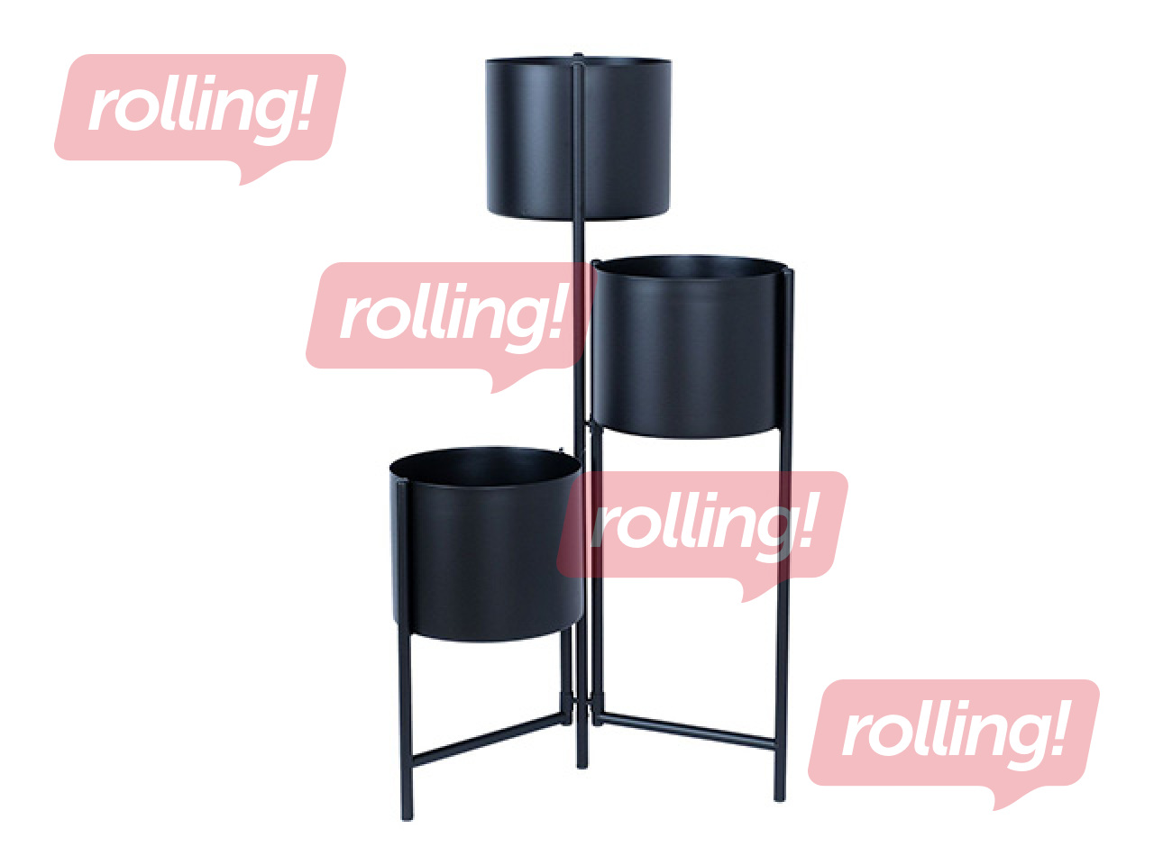 Dekoratiivne lillepott Deia Trio, alusega, metallist, must, 23×22.5×75.5cm