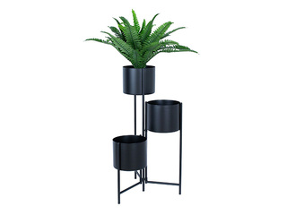 Dekoratiivne lillepott Deia Trio, alusega, metallist, must, 23×22.5×75.5cm