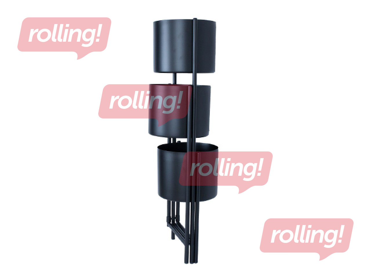 Dekoratiivne lillepott Deia Trio, alusega, metallist, must, 23×22.5×75.5cm