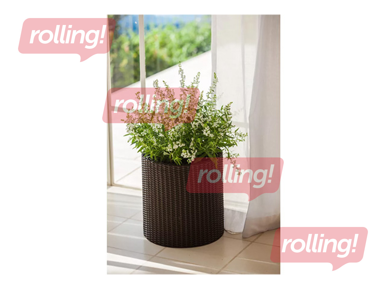 Dekoratiivsete lillepottide komplekt Keter Cylinder Planters, plast, pruun, S+M+L, 3tk