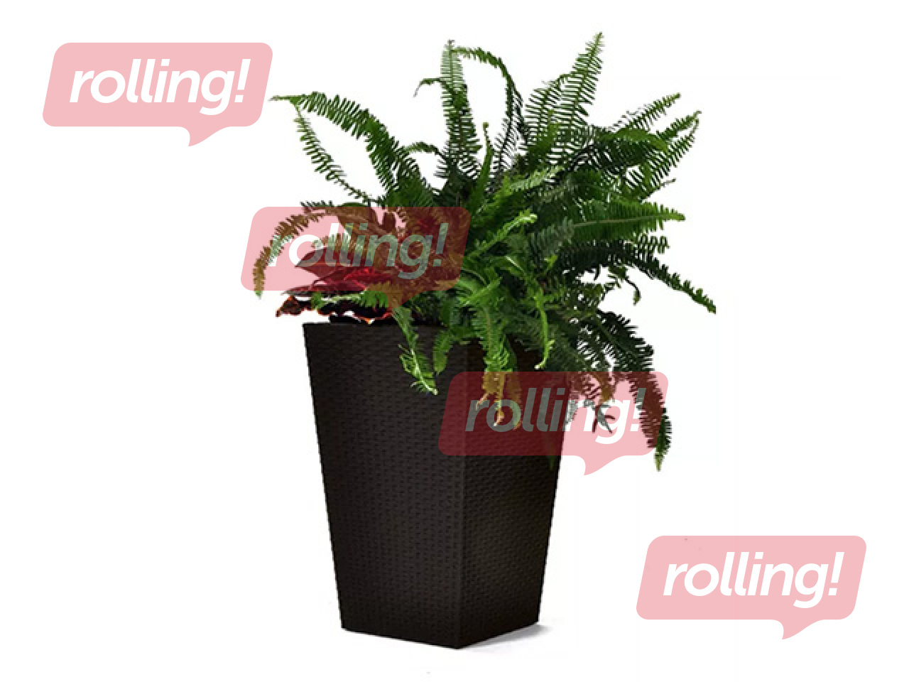 Декоративный цветочный горшок Keter Rattan Planter, пластик, коричневый, 38.5x38.5x57см