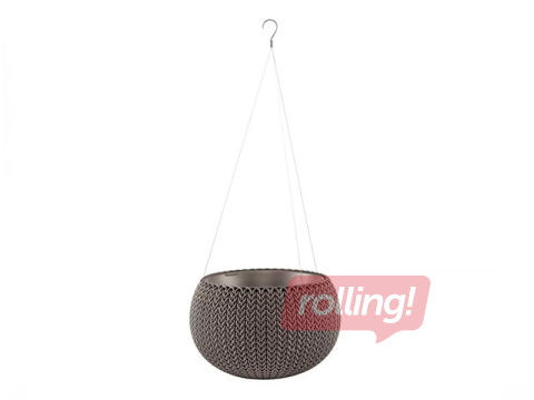 Dekoratīvais puķu pods Keter Cozy S, karināms, plastmasas, brūns, Ø28cm