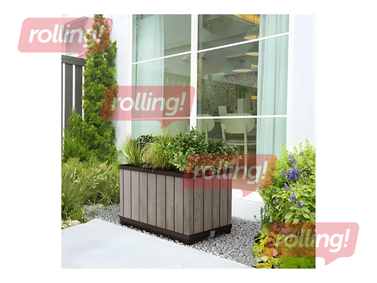 Lillekast Keter Deco Rectangle Planter, Ashwood, pruun, 79x48x16.5cm