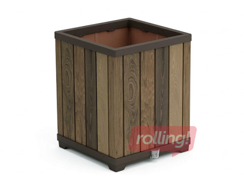 Lillekast Keter Deco Square Tall Planter, Walnut, pruun, 45.5x45.5x55cm