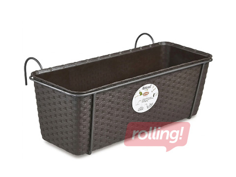 Lillekast Stefanplast Natural, metallhoidikuga, pruun, 50x18x16cm