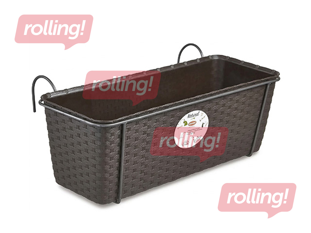 Puķu kaste Stefanplast Natural, ar metāla turētāju, brūna, 50x18x16cm