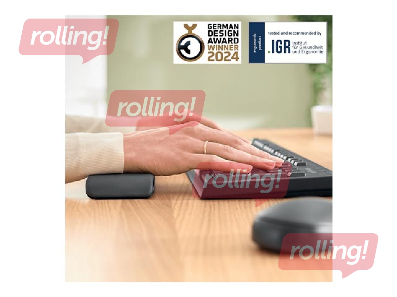 Klaviatuuri randmetugi Ergo Leitz, tumehall, 1 tk.