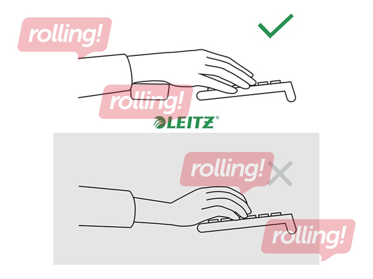 Подставка для ладоней клавиатуры Ergo Leitz, темно-серый, 1 шт.