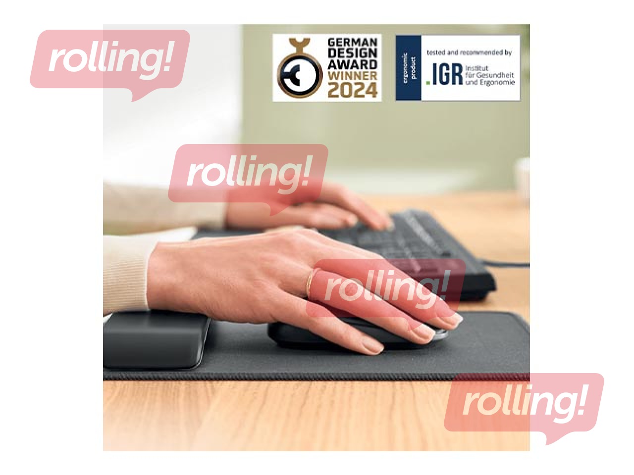 Reguleeritava randmetoega hiirematt Leitz Ergo, tumehall, 1 tk.