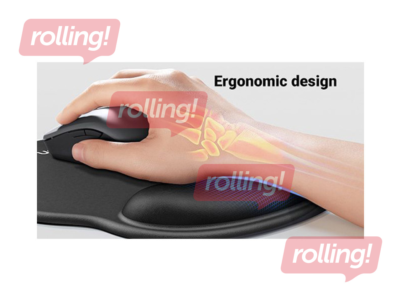 UGREENi ergonoomiline hiirematt randmetoega, must