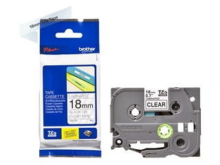 Ламинированная лента Brother TZe-141 шириной 18 мм x 8 м, Чёрный текст на прозрачном фоне
