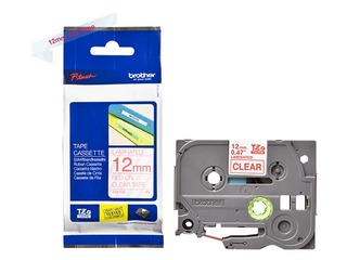 Brother TZe-132 - Red printing on Clear Tape, laminated, 12mm width, 8m length
