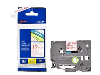 Ламинированная лента Brother  TZe-232 шириной 12 мм x 8 м, Красный текст на белом фоне