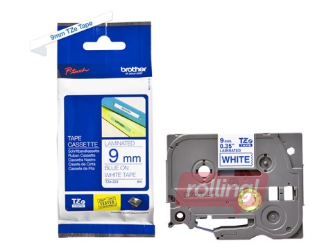 Lente Brother TZe-223, Zils uz balta, 9mm, 8 m, laminēta
