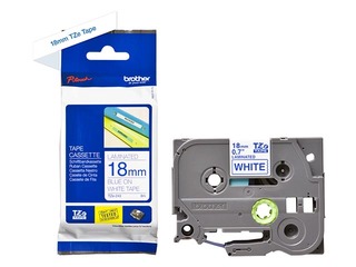 Brother TZe-243 - Blue printing on White Tape, laminated, 18mm width, 8m length